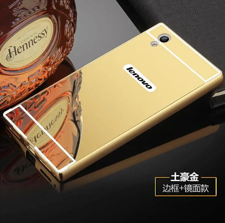 gold Для Fundas lenovo P70 металлический чехол зеркальная задняя крышка и алюминиевая рамка набор жесткий чехол для телефона чехол s для lenovo P70 P70t P 70 чехол Capa - Цвет: gold