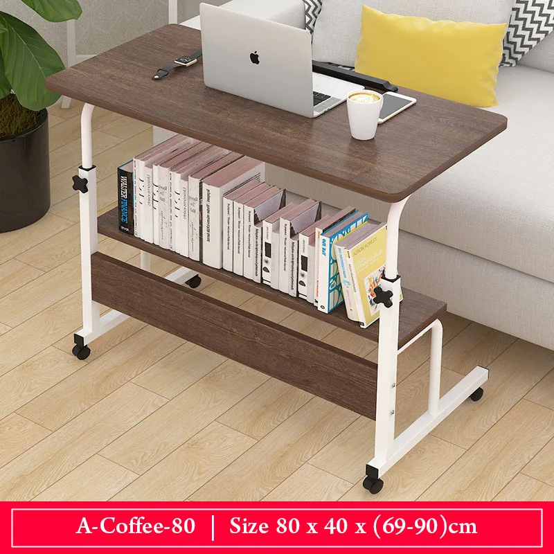 A-coffee-80cm Простой стоящий стол для ноутбука может перемещаться Домашний Настольный стол может быть поднят и опущен Мобильный складной стол мебель для дома - Цвет: A-coffee-80cm