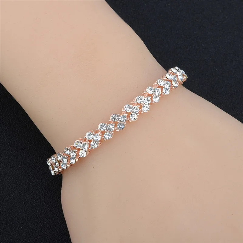 Изысканный Кристальный браслет простой и 3 вида цветов для женщин Pulseras Mujer