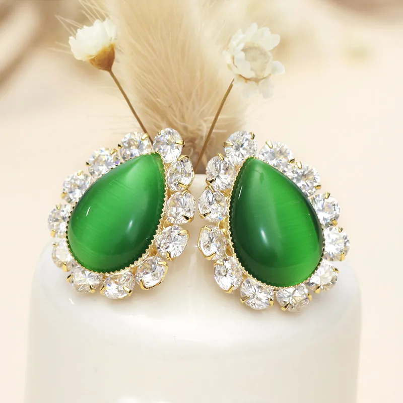 Neoglory Ювелирные светильник желтого золота цвета опал Модные Зеленые цирконы