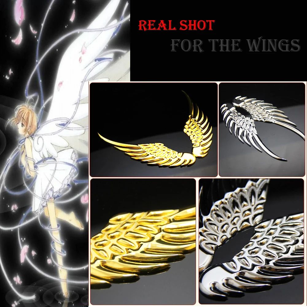 Аниме наклейка для карты Сакура крылья Автомобильная головка Металлическая