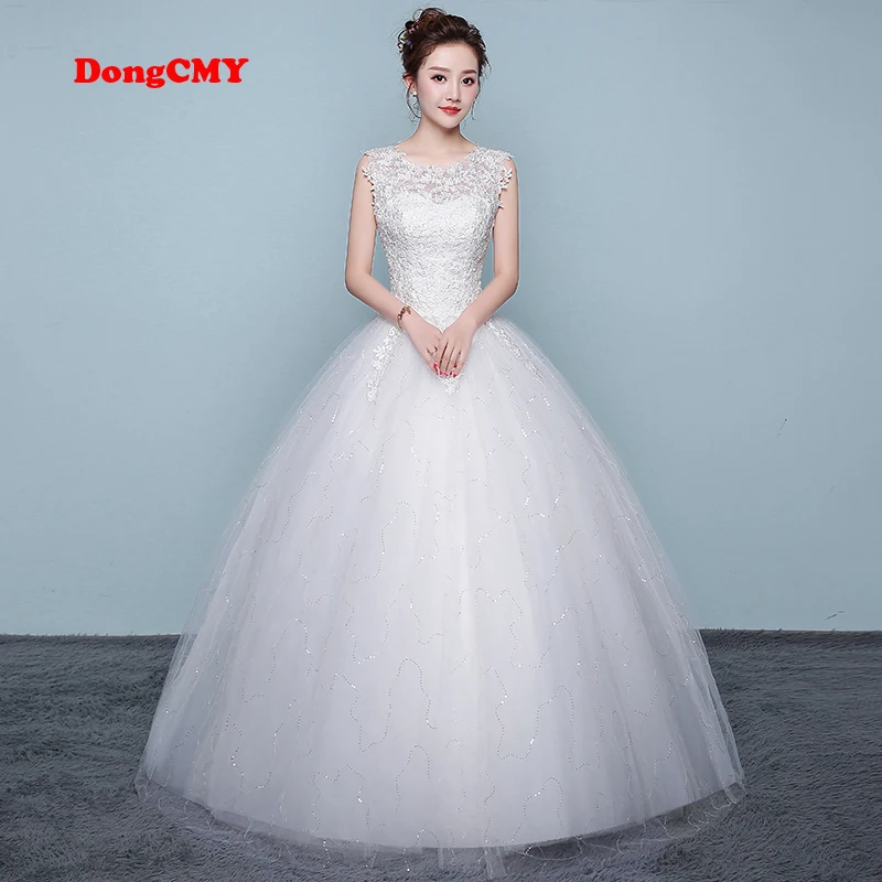 

DongCMY 2023 New arrival White color Ball Bridal Tulle bandage flowers wedding dress vestido de noiva Bridal Gown