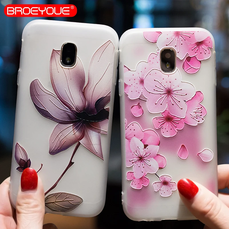 Flower Case For Samsung Galaxy J2 J3 J5 J7 A3 A5 A7 2016 2017 Prime 3D Relief Silicone TPU Cases Matte Phone Back Cover |
