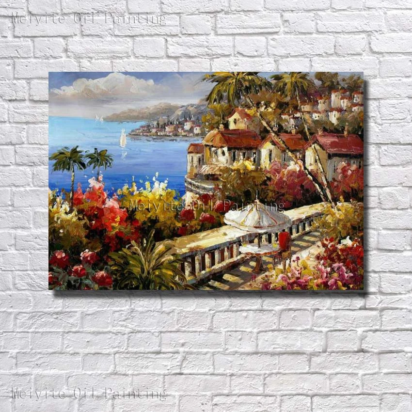 

Nice Hand Paint Building Landscape Wall Picture Free Shipping Canvas Wall Art Large Home Wall Decor