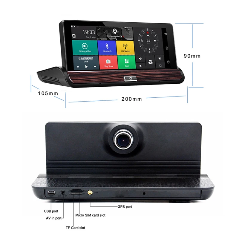 Новые 3g видеорегистратор dvr заднего вида Android 5.0 GPS bluetooth fm WI-FI Двойной объектив