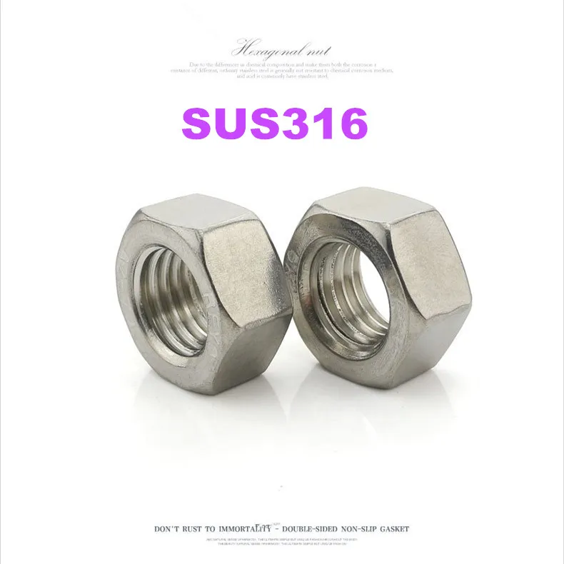 

100pcs/lot DIN934 Hex nut hexagon nuts stainless steel SS316 M2 M2.5 M3 M4 M5 M6