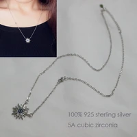 fashion funflower s925 sterling silver pendant necklace for women simple korean love clavicle chain for valentines day