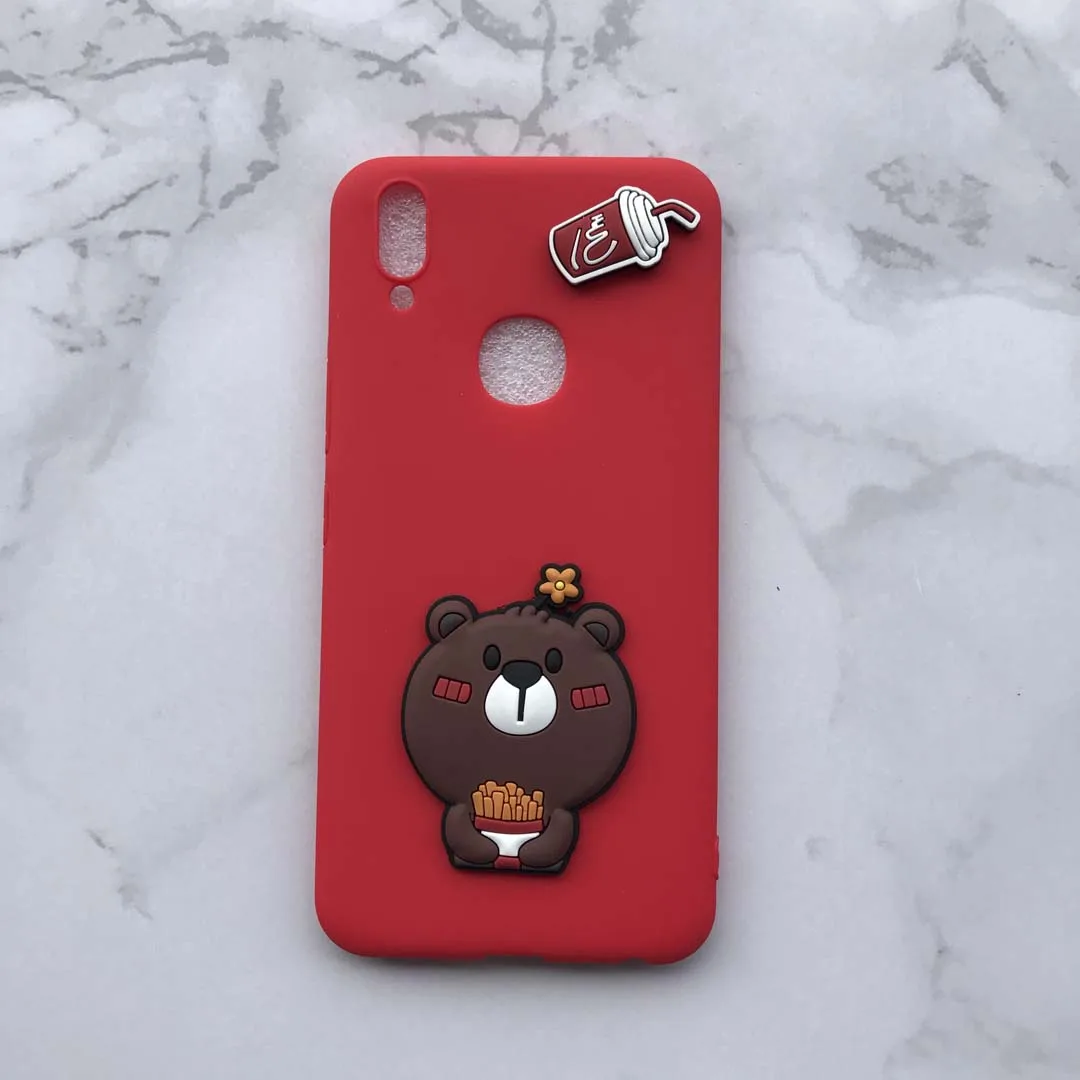 Карамельный цвет с 3D Cola фри Медведь патч для samsung A2 A3 A5 A7 A8 A9 Pro Plus 2016 2017 2018 кремния