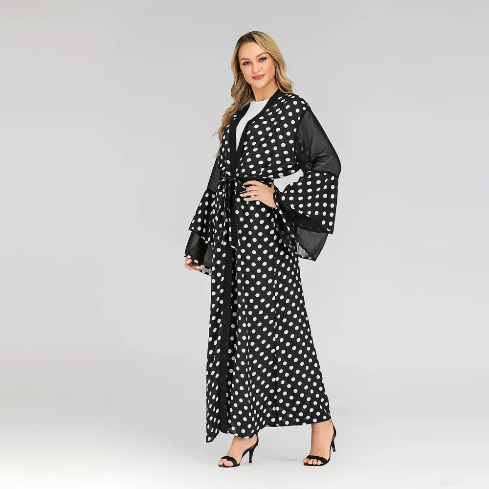2019 кафтан в горошек Дубай Арабский мусульманский хиджаб платье Abayas для