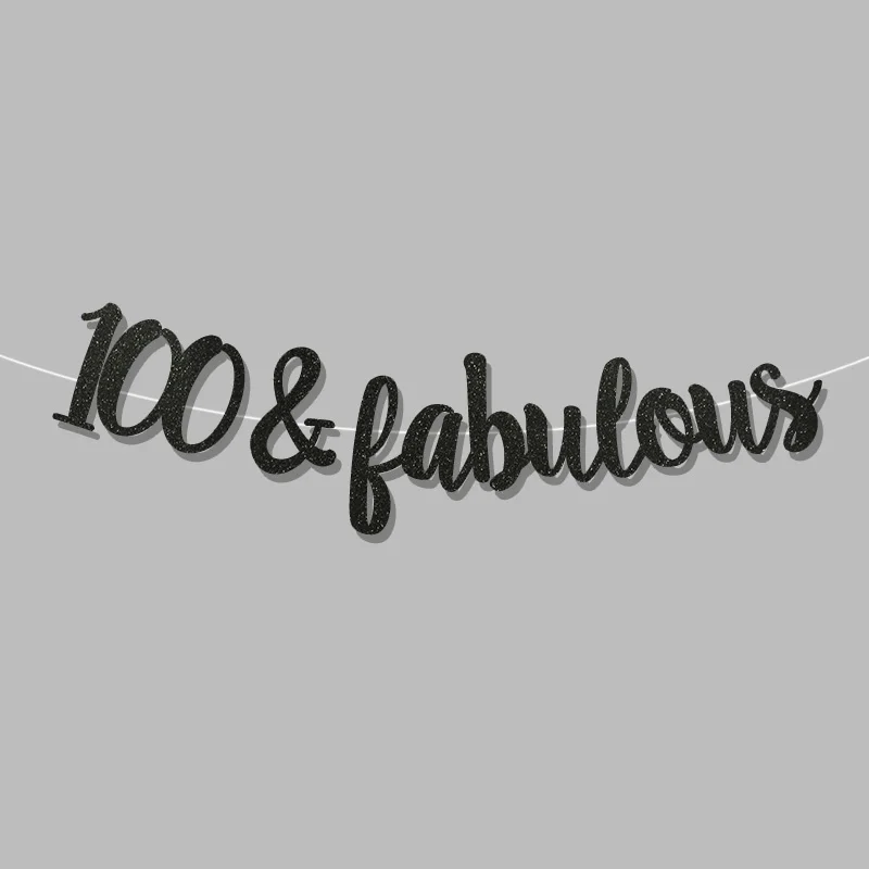 Золотой/черный/Серебряный Блестящий 100 и сказочный баннер день рождения happpy знак