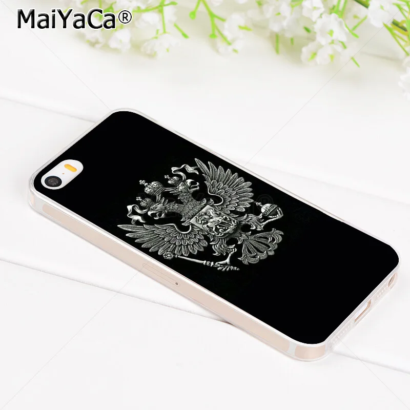 Прозрачный мягкий чехол MaiYaCa из ТПУ с русской эмблемой для телефона iPhone 8 7 6 6S Plus XS