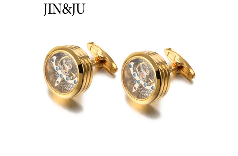 JIN& JU Лидер продаж Мужские механические часы с турбийоном, запонки с турбийоном, высокое качество, в стиле стимпанк, запонки