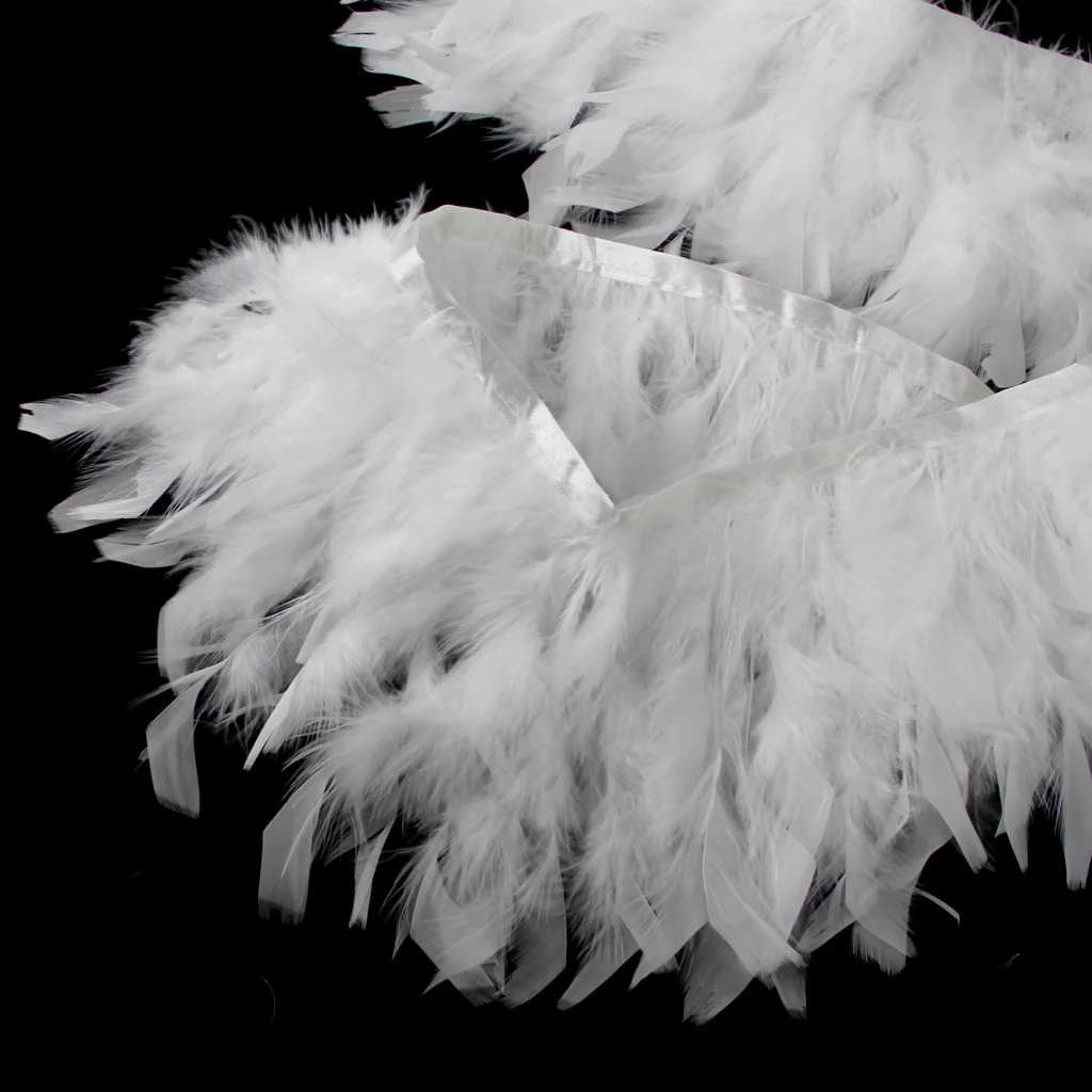 

183cmx15cm Turkey Feather Fringe Trim 2 Yards Millinery Sewing Crafts White
