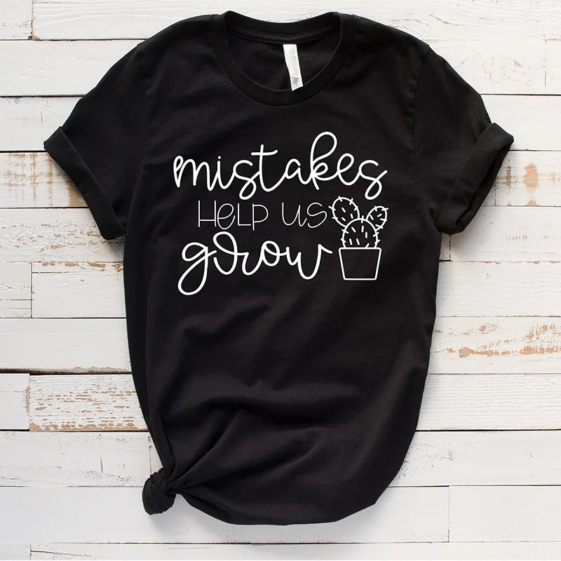 

Style women t-shirt mistakes help us glow letter casual printed printing graphic tees shirt female new tee tshirt tops