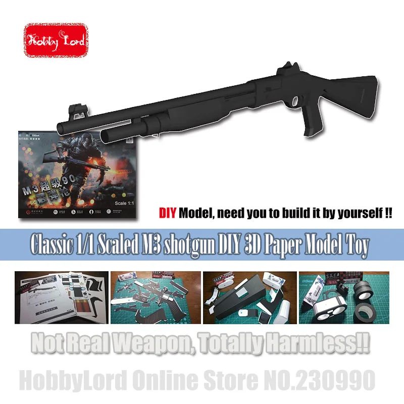 

Classic SWAT M3 shotgun paper model toy gun draw pages 3d diy military paper puzzle 3D Paper Model Kid Adults' Cosplay props Toy