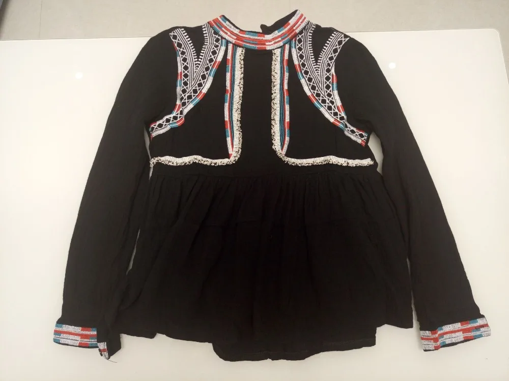 Женская блузка с длинным рукавом и воротником стойкой|blouses tops|slim blouseembroidery shirt |