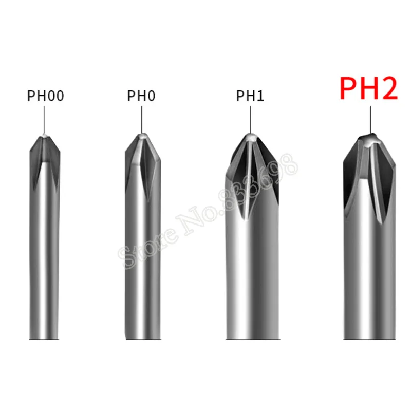 10 шт. Магнитная отвертка Phillips Cross PH2 S2 800 4 мм хвостовик электрический
