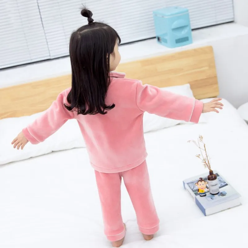 

CROAL CHERIE Winter Warm Baby Boys Girl Pyjamas Cotton Fleece Coat + Pants Children's Sets Kids Girls Clothing Sleepwear Sets