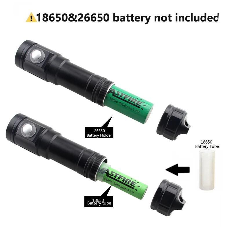 IPX8 водонепроницаемый 5 режимов мини фонарик для дайвинга T6 LED ударопрочный