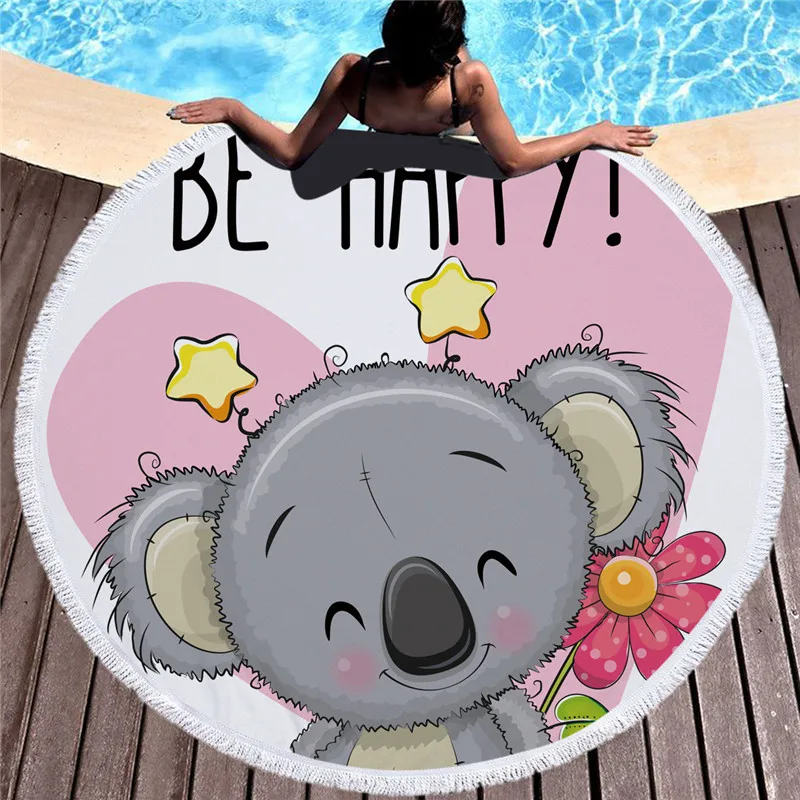 Милый мультфильм коала круглый пляжное банное полотенце из микрофибры Полотенца
