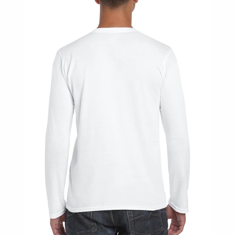 BLWHSA American Men T Shirts Fashion Brand Round Neck USA Flag Print Long Sleeve Cotton Casual T-shirt White big Size 2XL | Мужская