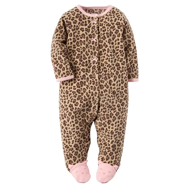 leopard Bebes/пижамы одежда для малышей пижамы-комбинезоны для маленьких мальчиков, комбинезоны, зимняя одежда хлопковая одежда для новорожденных девочек от 3 до 12 месяцев - Цвет: leopard