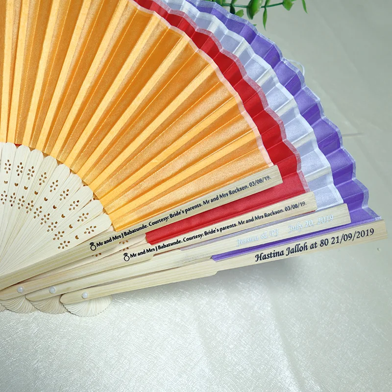 

250pcs Personalized Luxurious Silk Fold hand Fan in Elegant Laser-Cut Gift Box +Party Favors/wedding Gifts+printing