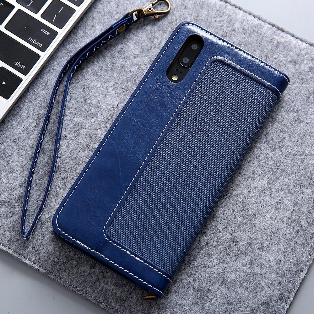 P20 Lite джинсовый кожаный чехол для Coque Huawei Магнитный кошелек Funda Pro Чехол