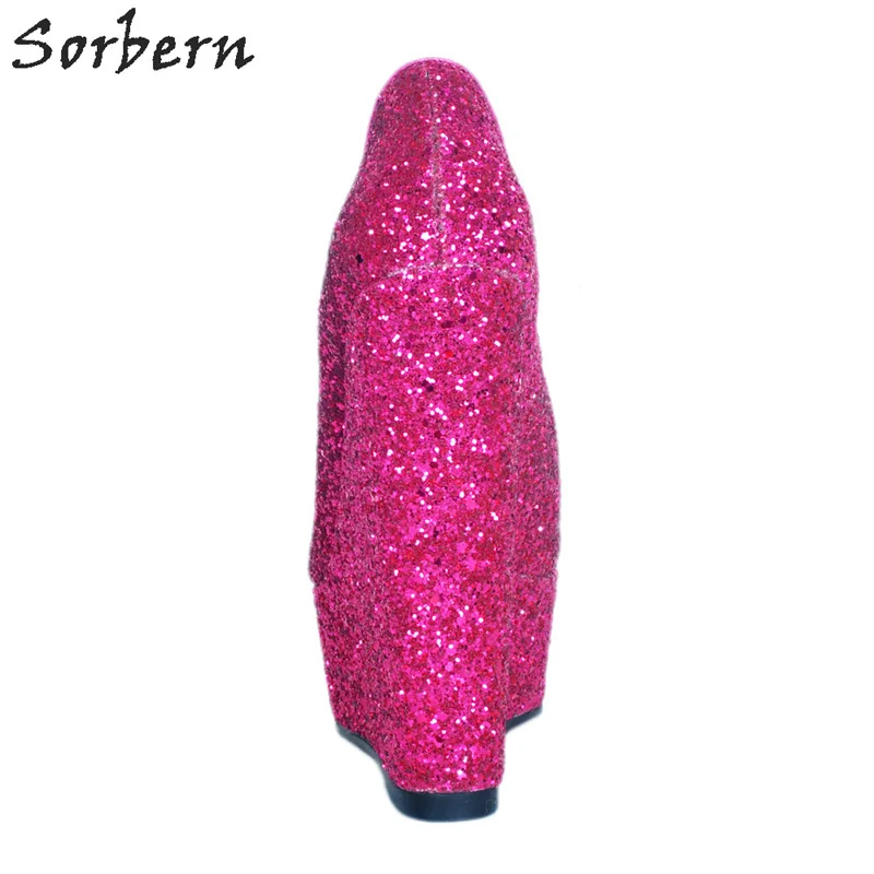 Sorbern/персиковые блестящие женские туфли-лодочки с блестками; обувь на платформе на высоком каблуке; женская обувь без шнуровки на необычных каблуках; женская обувь больших размеров