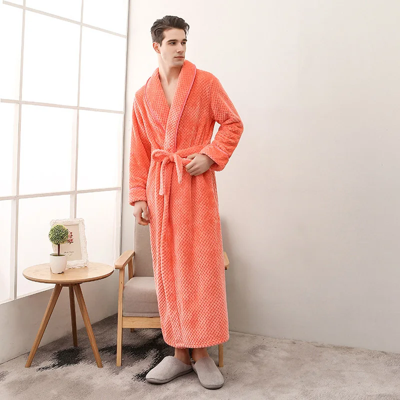 Orange Wen Men Women Bathroom Bath Towels for adults Bath Robe Towel Bathrobe Pajamas Body Spa Bath Gown serviette de bain toalha de banho - Color: Orange Wen