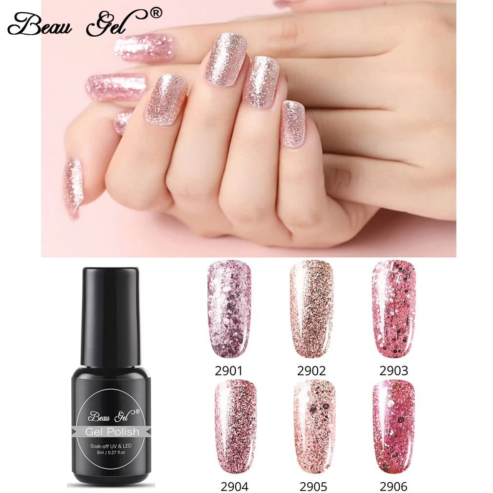 Красивый гель розовое золото лак для ногтей полуперманентный Блестящий УФ