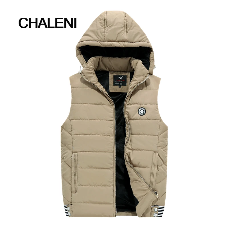 Новый зимний мужской повседневный жилет мужские куртки без рукавов с капюшоном