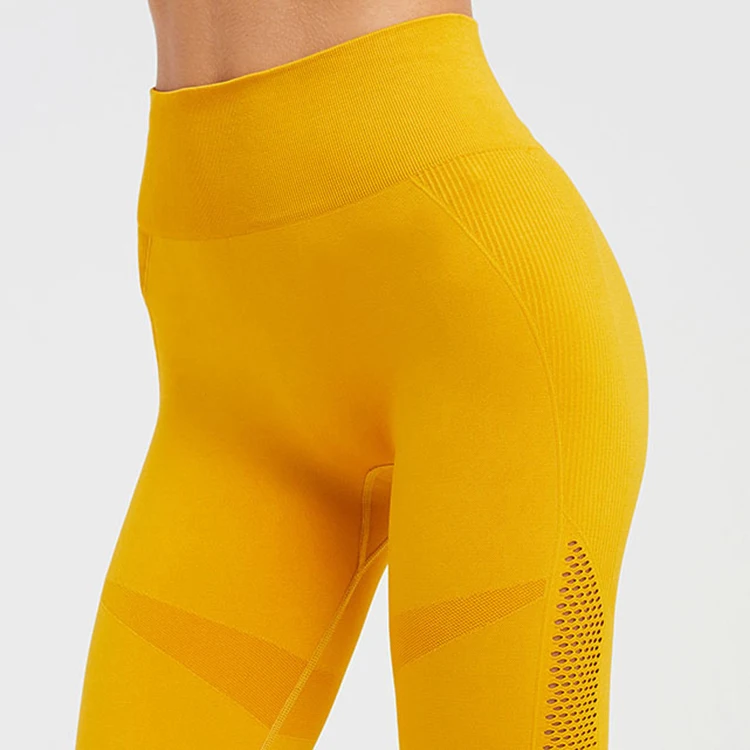 Sevencolorfit женские бесшовные легинсы с высокой талией, желтые, розовые, черные, сетчатые, открытые, сексуальные, для спортзала, спорта, фитнеса, колготки, длинные штаны