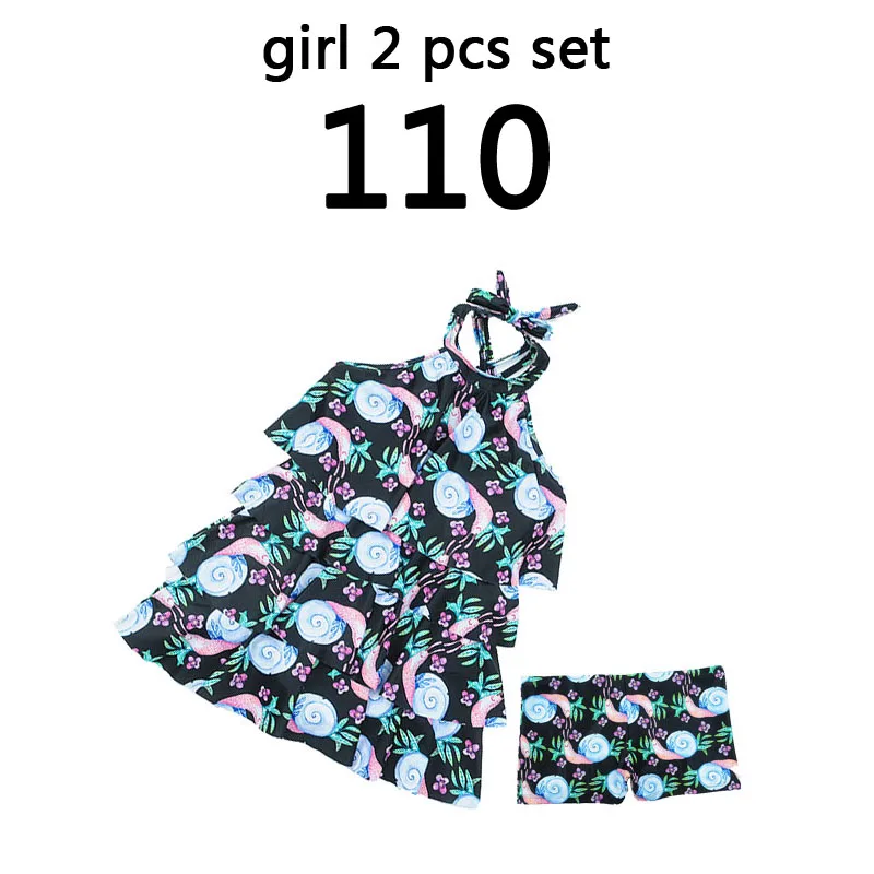 girl 2 pcs set 110 Платье для мамы и дочки; купальник для всей семьи; одежда для папы и сына; плавательные пляжные шорты; летняя одежда для мамы, папы и меня - Цвет: girl 2 pcs set 110