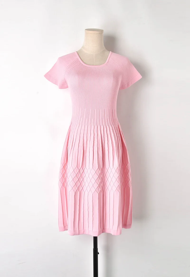 Элегантное розовое трикотажное платье для женщин 2019 новое свитер с коротким