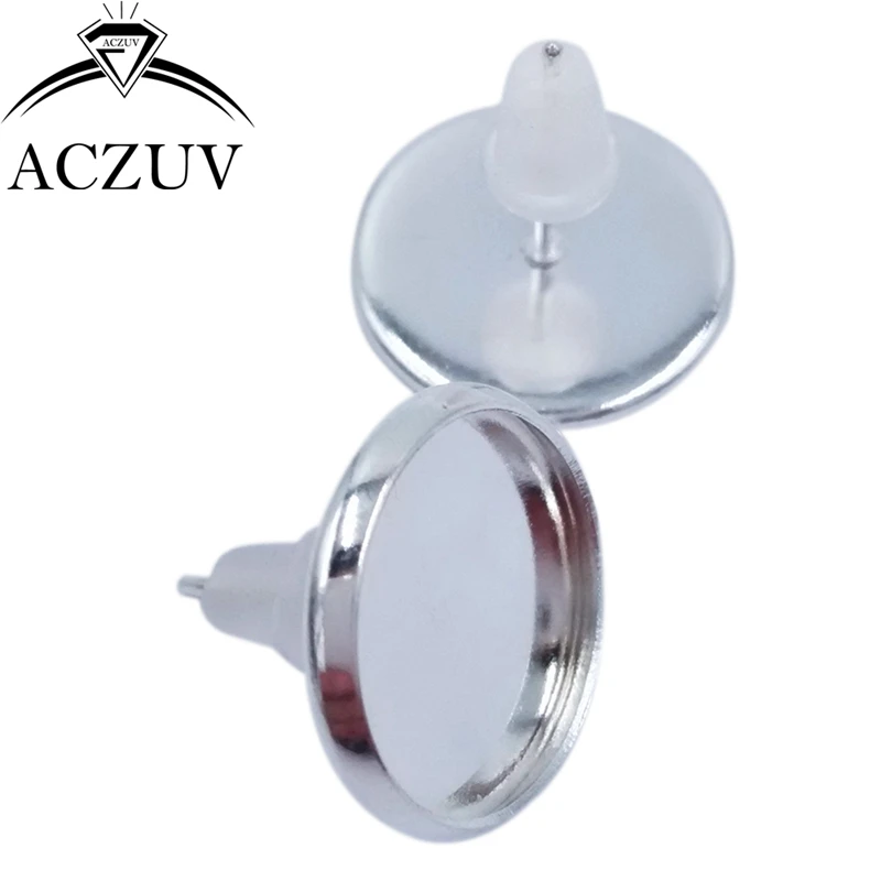 200 шт./лот пустая основа для сережек Кабошон Камея установка 8 мм 10 12 14 16 ободок