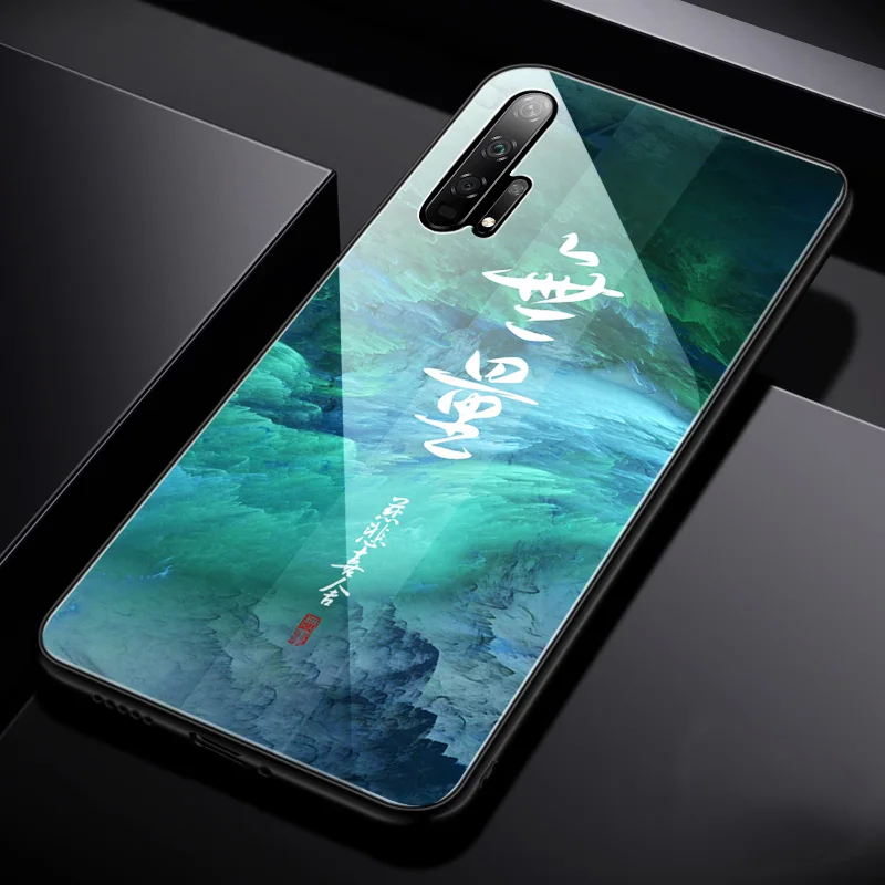 color 4 Стеклянный чехол Aixuan для huawei Honor 20/huawei Honor 20 Pro, чехол из закаленного стекла, силиконовый защитный полный чехол s - Цвет: color 4