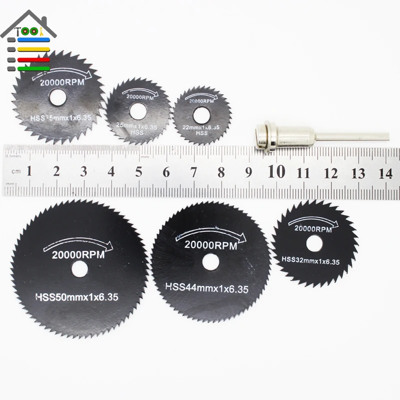 AUTOTOOLHOME 7 шт. черные пильные диски из быстрорежущей стали, набор отрезных дисковых колес 6 размеров для вращающихся инструментов Dremel 4000 3000