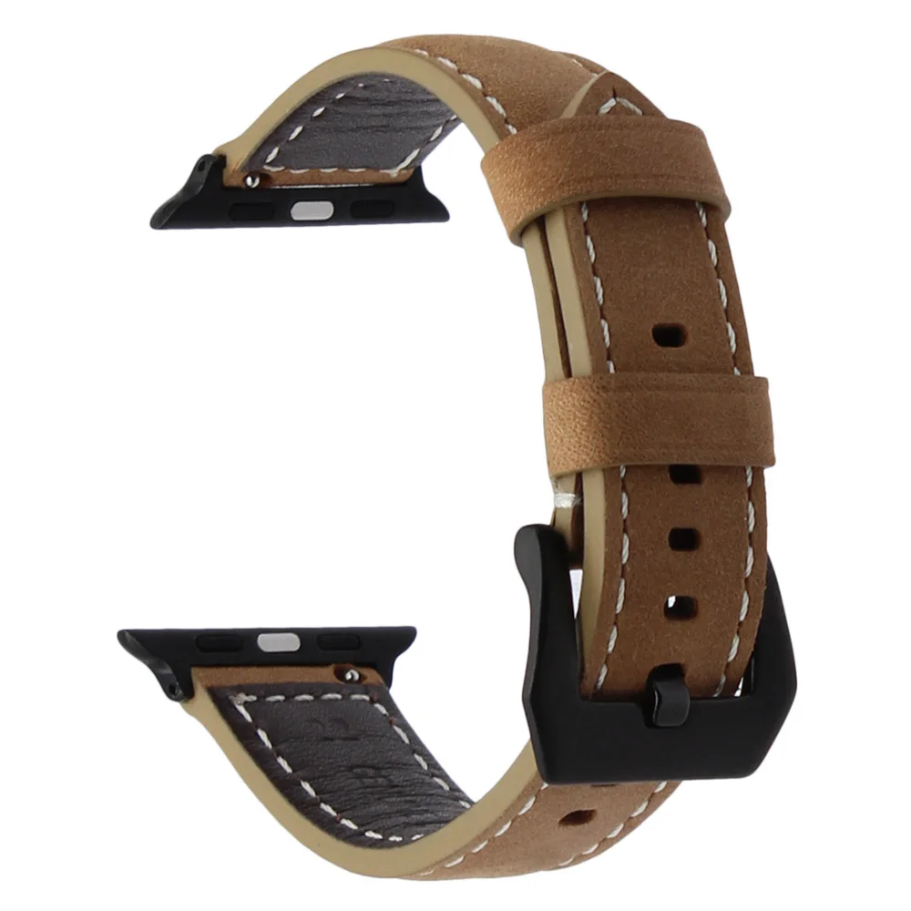 Ремешок из натуральной телячьей кожи для iWatch Apple Watch 38 мм 42 Series 1 2 3 спортивный