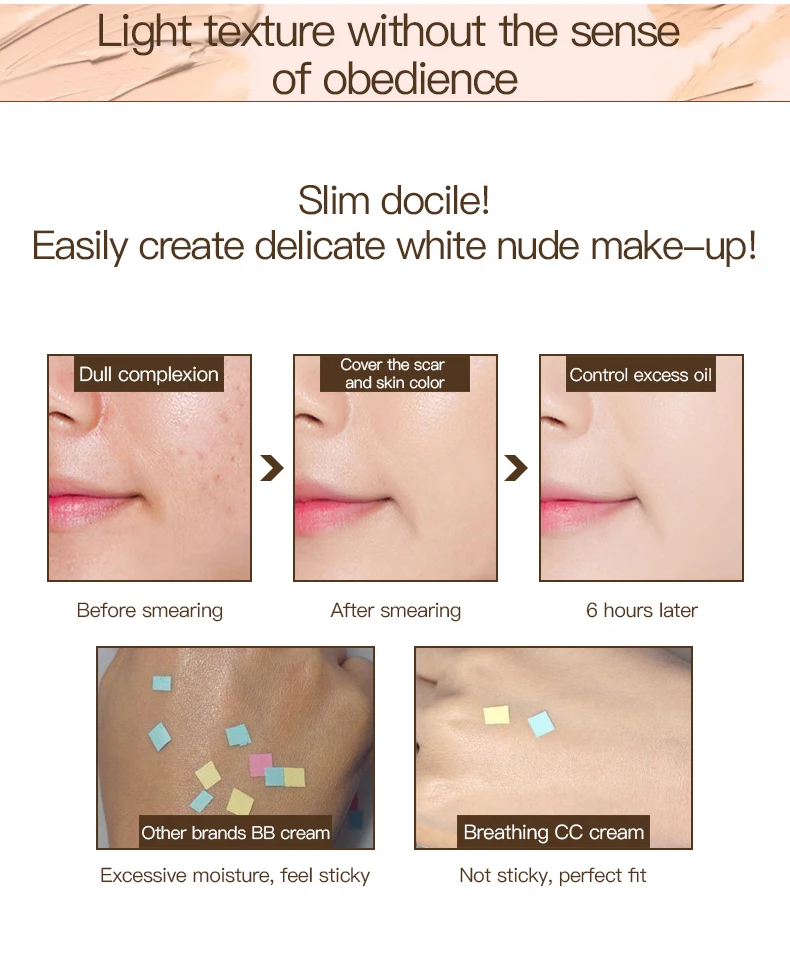 Lightweight Foundation Treatment Face Base Skin Beauty BB Cream Full Cover Blemish Dark Circles Facial Natural Makeup Concealer