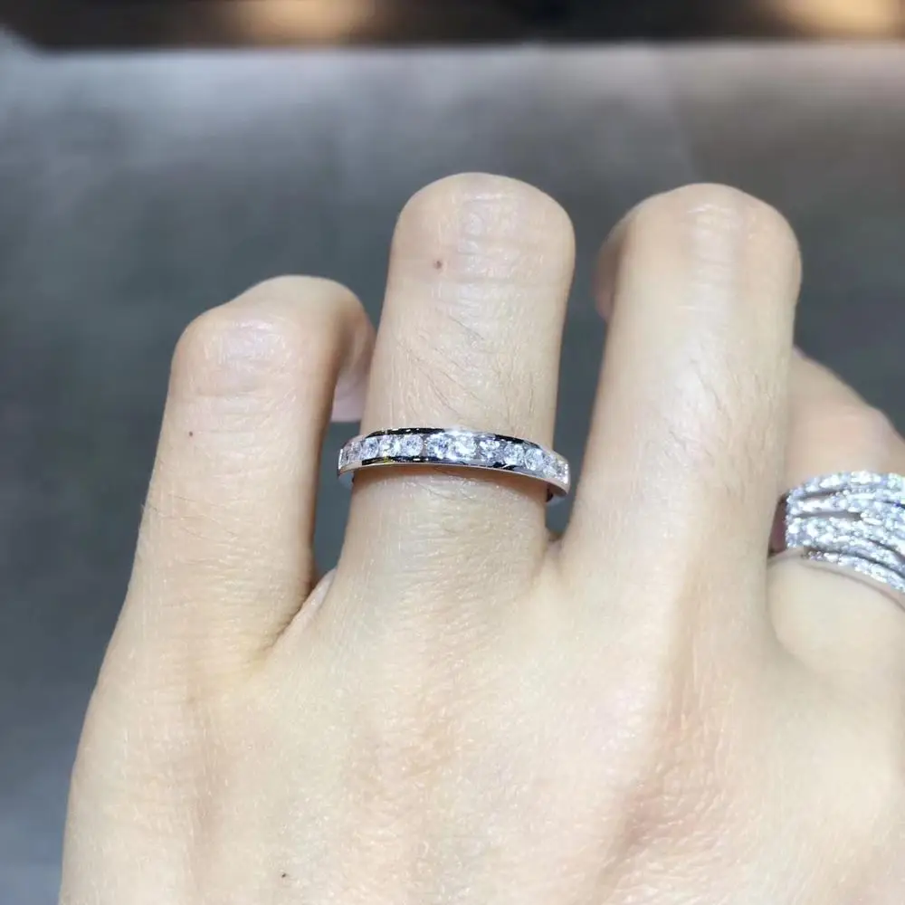 

ANI 18K White Gold (AU750) Engagement Ring Natural Certified I-J/SI 0.22 CT Round Cut Diamond Wedding Band Couple Ring for Lover