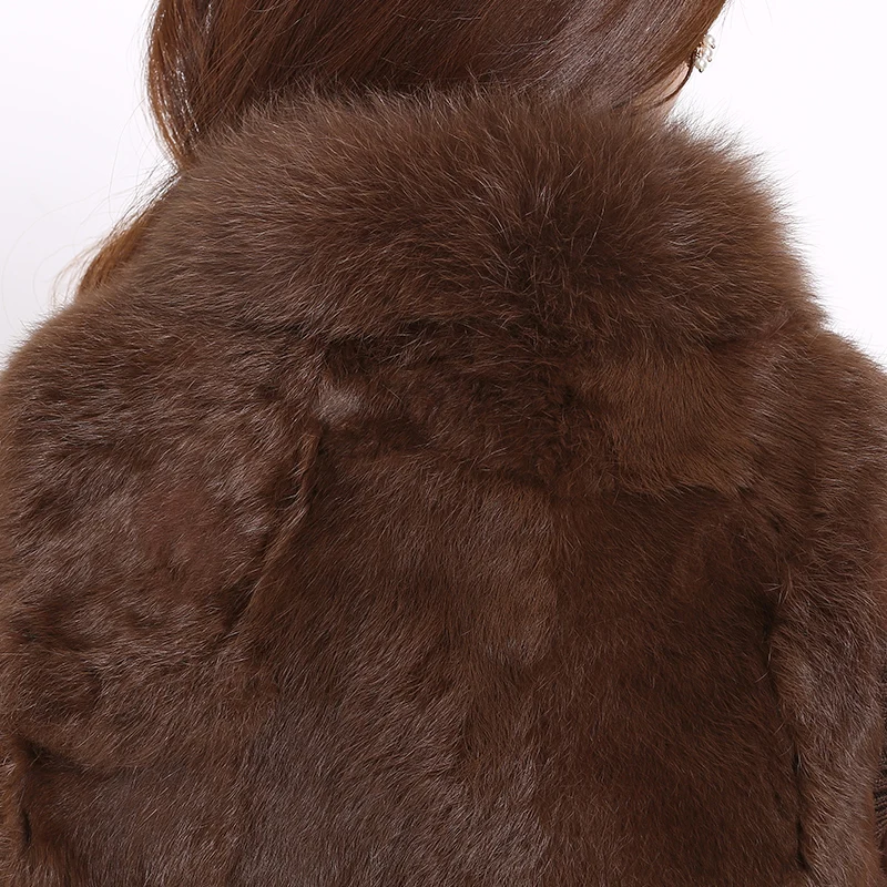 Мода 2019 Новое поступление зимний жилет из натурального кроличьего меха женский