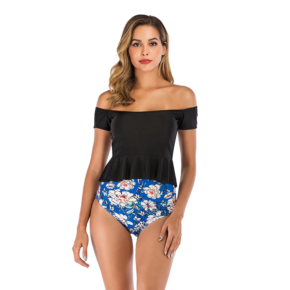 Женский купальник в мелкую клетку с высокой талией комплект бикини открытыми