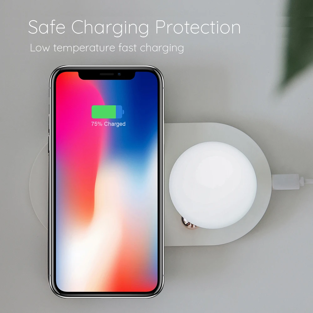 QI Беспроводное зарядное устройство гриб ночник Настольный для iPhone X XR 8 Plus chargeur