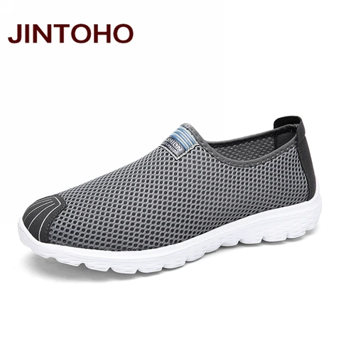 Туфли JINTOHO мужские сетчатые, дышащие легкие, Повседневная модная обувь на плоской подошве, дешевые, летние