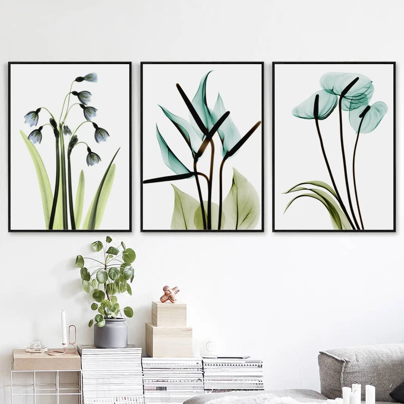 Элегантная поэзия современный минималистичный синий прозрачный цветок холст