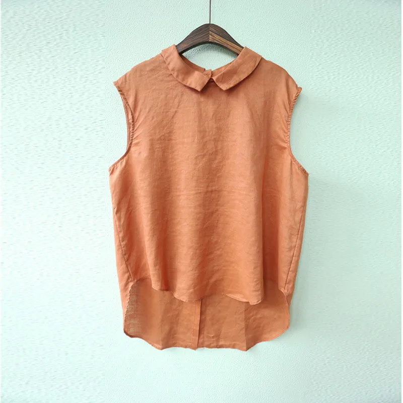 Новинка 2019 женские топы без рукавов с отложным воротником одноцветные летние