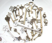 120pcs assorted designs antique silver bronze key charm pendants for jewelry making vintage bronze alloy skeleton keys 20mm 70mm