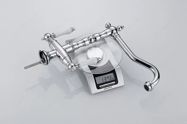 Двойная керамическая ручка кухонный кран для раковины с твердой латунной