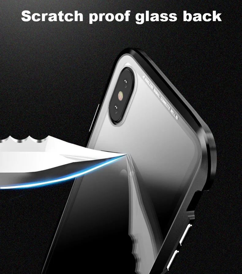 LUPHIE металлический магнитный чехол для iPhone XR XS MAX X 8 Plus 7 + из закаленного стекла с